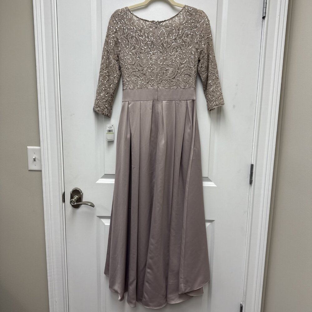Alex Evenings Taupe Lace-Top Midi Dress with Bow - Picture 7 of 15